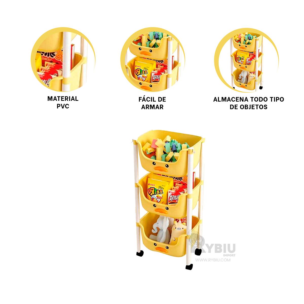 GENERICO - Repisa Duradera de Pato Amarillo Y+Regalo Ligas para Peinar