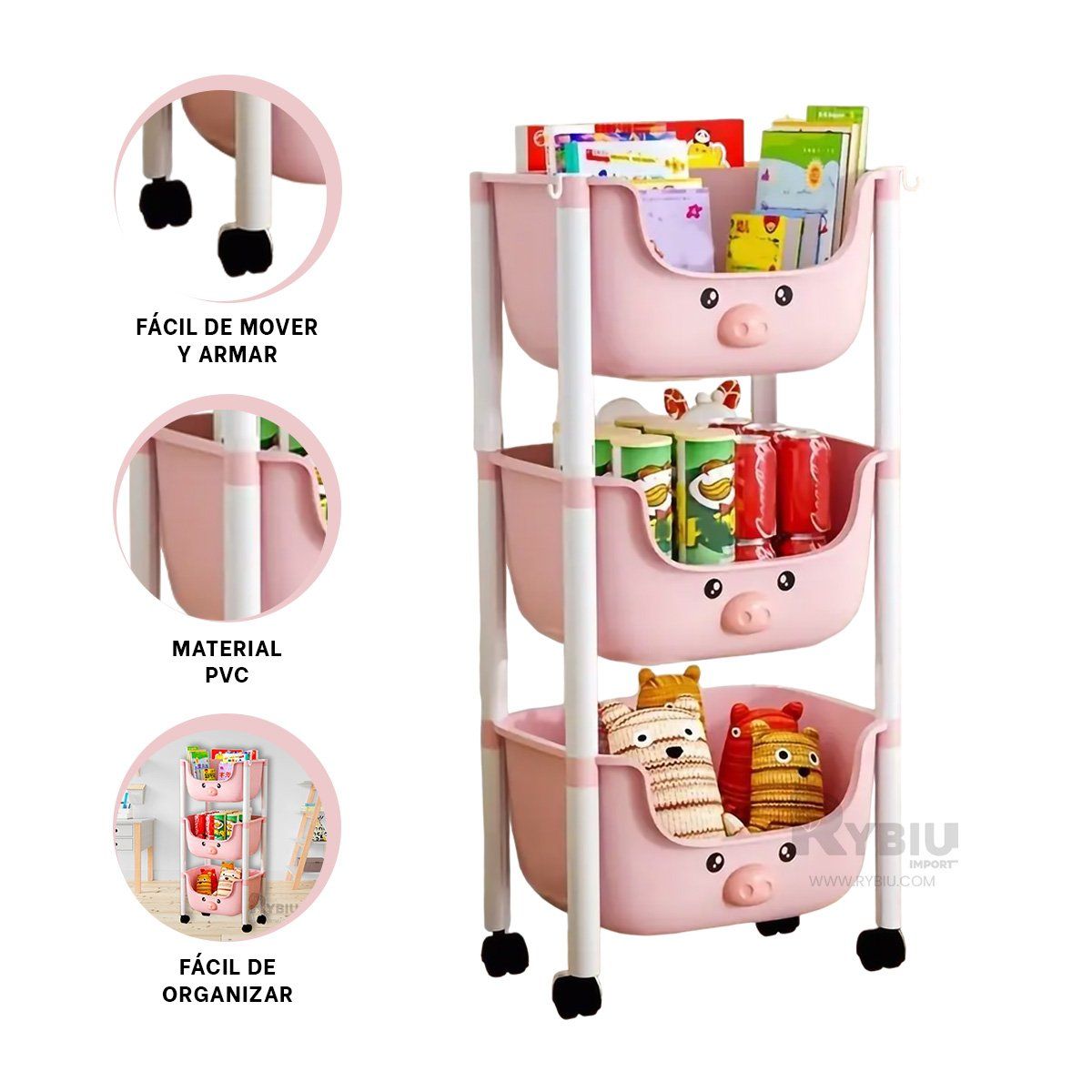 GENERICO - Estante para Infantes de Chancho Rosado Y+Post-it Adhesivos