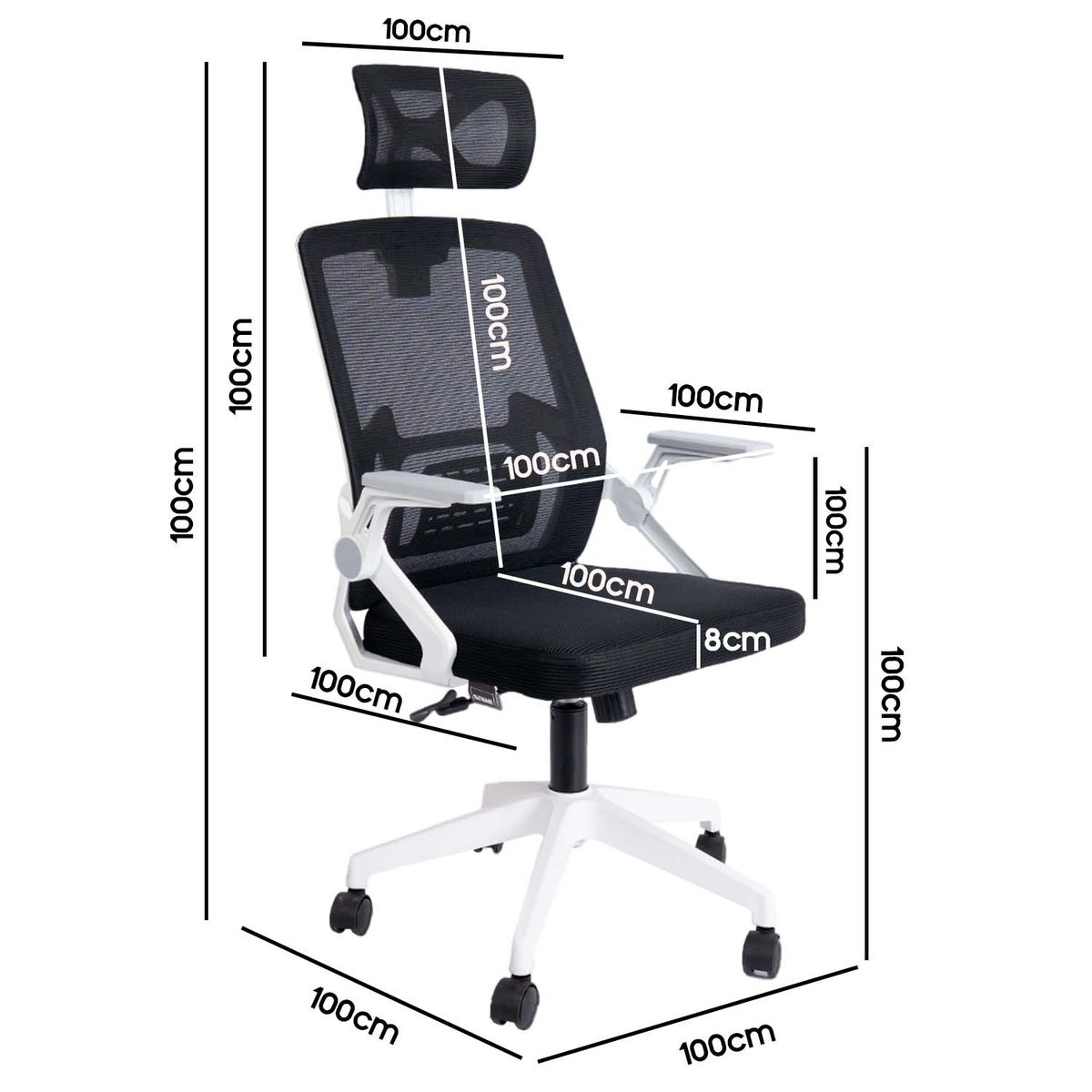 INIUS - Silla de Oficina Ergonómica Brazos Abatibles Eco-Husby Blanco