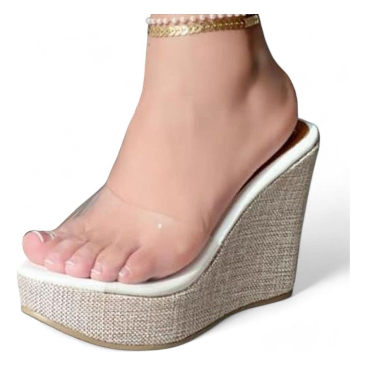 GENERICO - Sandalia Mujer 5Coco-52 Mica&Mica Planta Pu- Cuña X7 Color Blanco