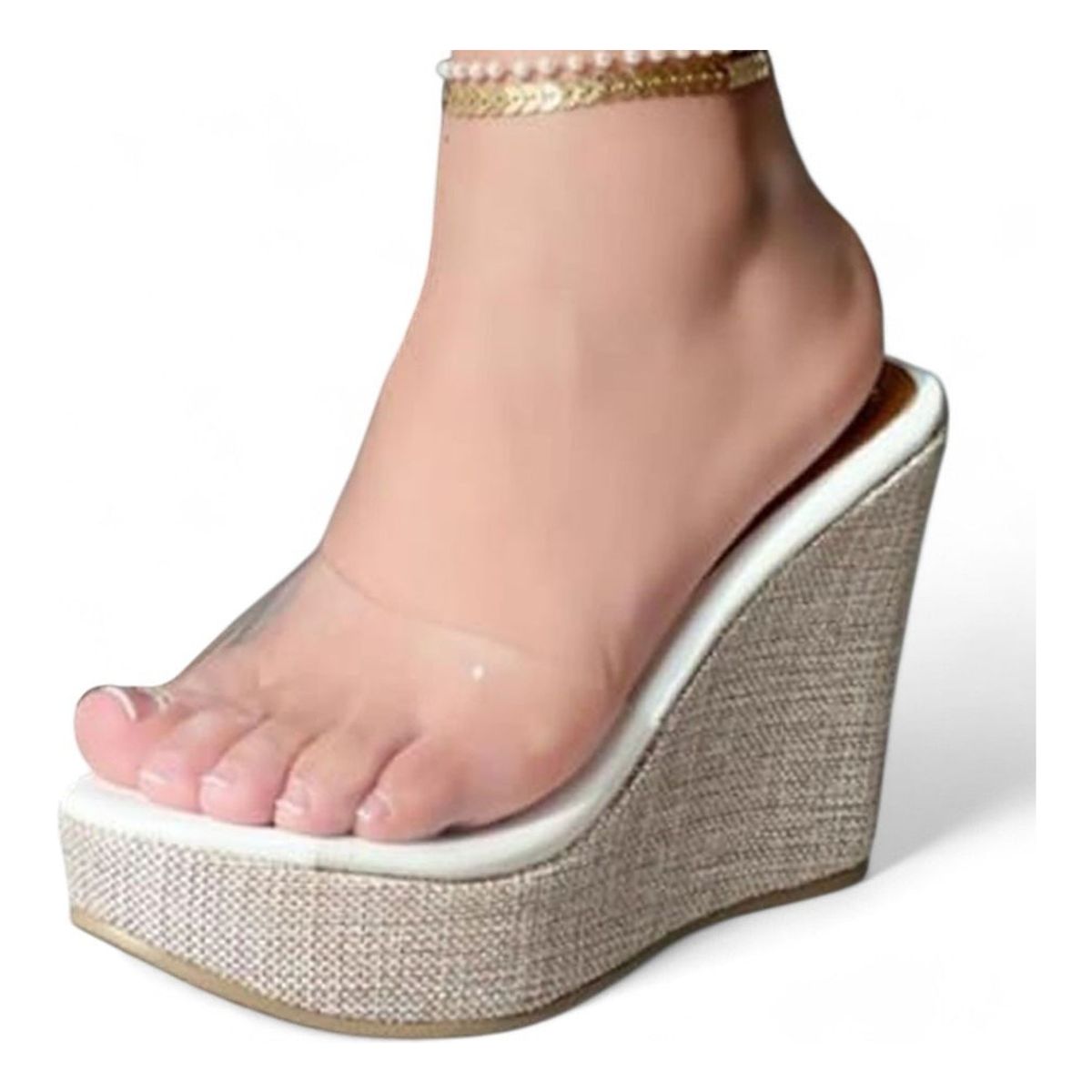 GENERICO - Sandalia Mujer 5Coco-52 Mica&Mica Planta Pu- Cuña X7 Color Blanco