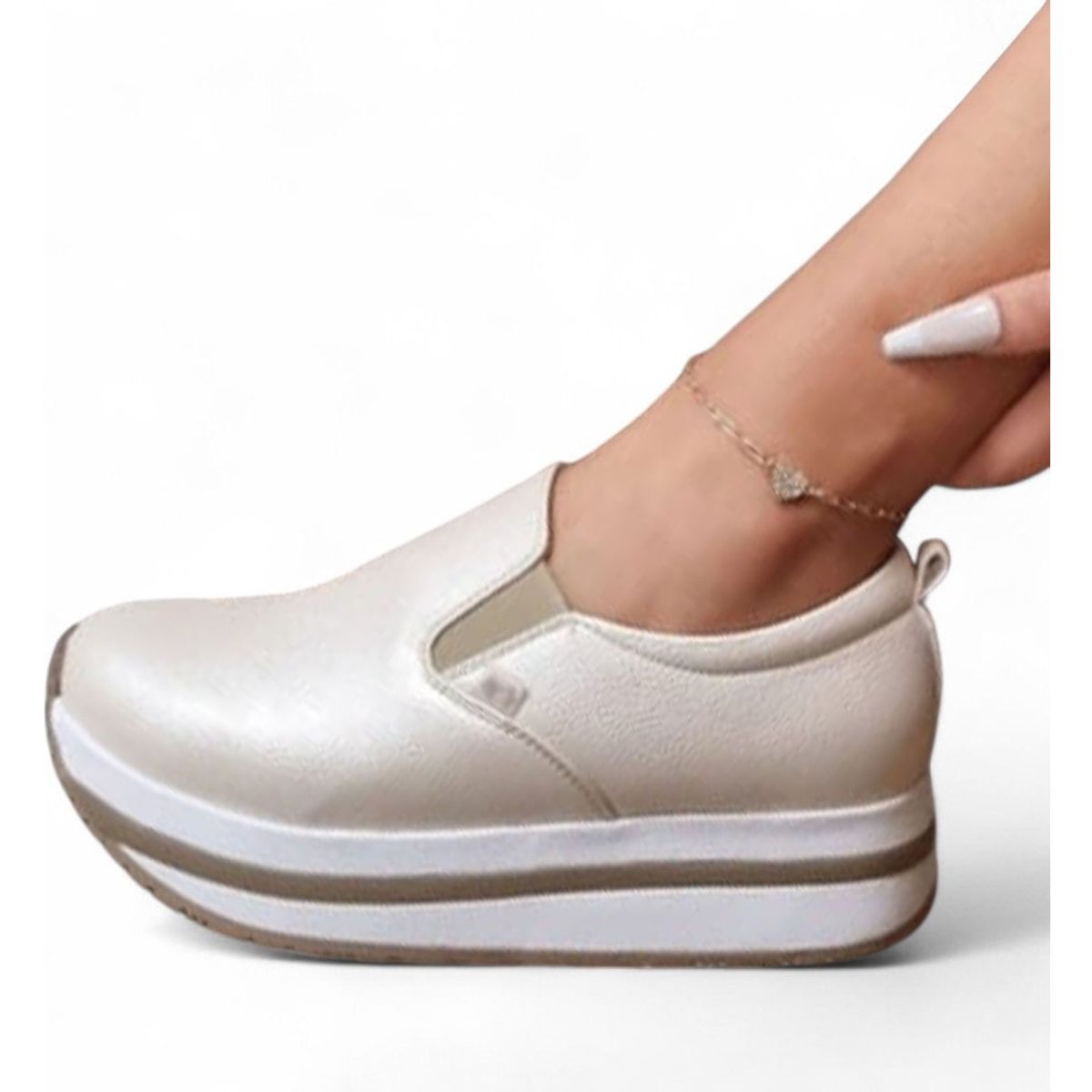 GENERICO - Mocasin Mujer 5Coco-53 Liga Biocuero Expanso- Taco X3 Color Beige