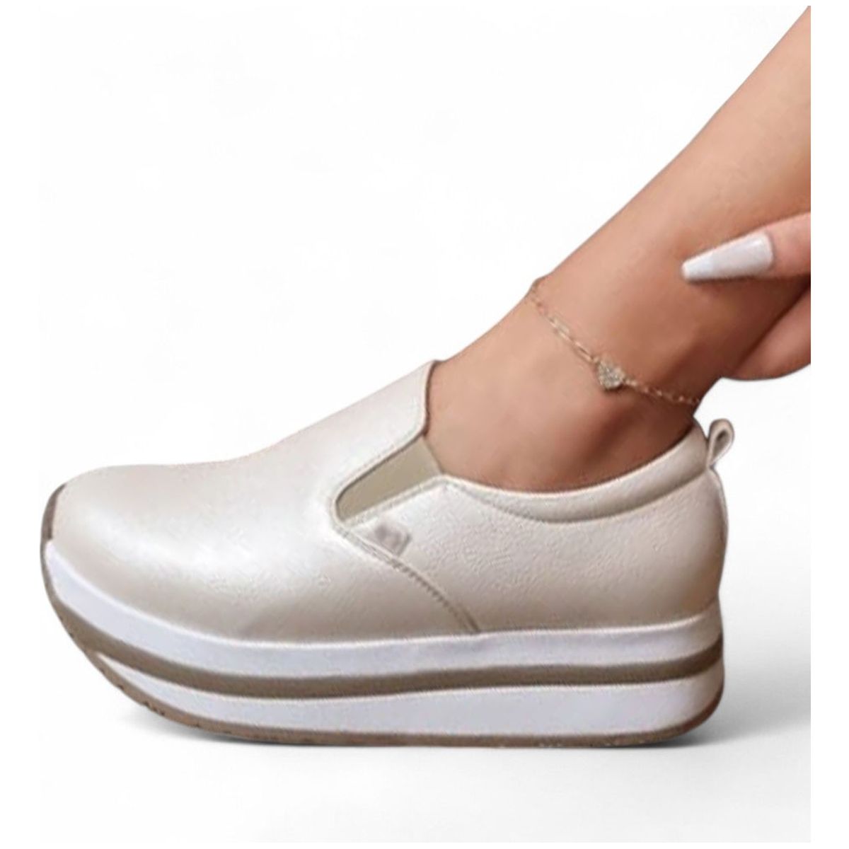 GENERICO - Mocasin Mujer 5Coco-53 Liga Biocuero Expanso- Taco X3 Color Beige