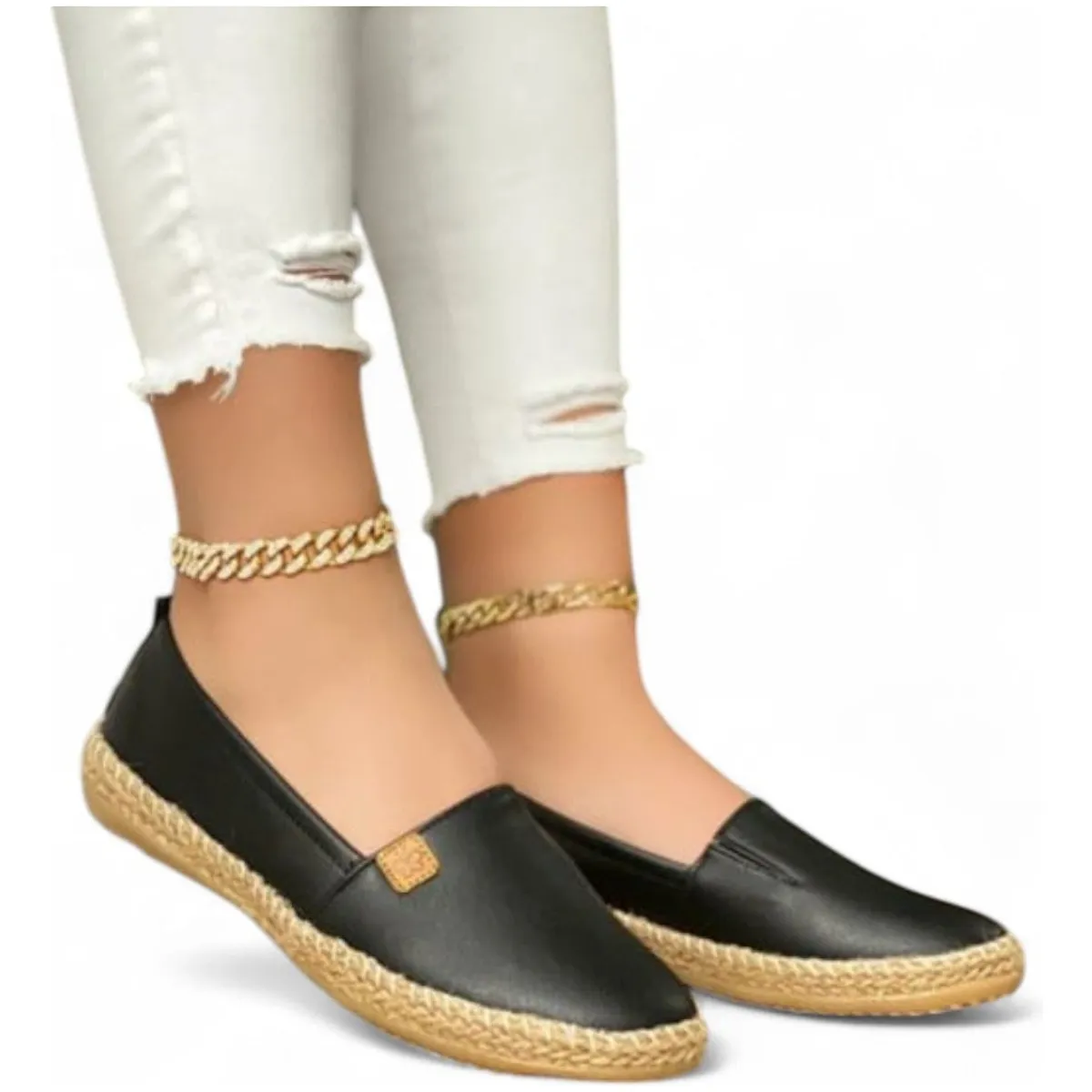 GENERICO - Mocasin Mujer 5Coco-35 Alpargatas Biocuero Planta Suave Color Negro