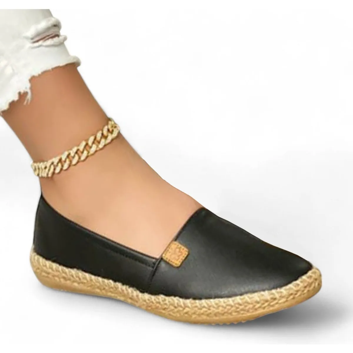 GENERICO - Mocasin Mujer 5Coco-35 Alpargatas Biocuero Planta Suave Color Negro