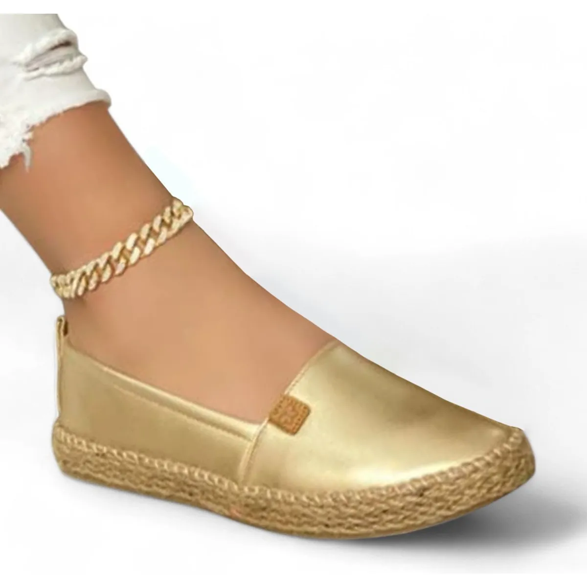 GENERICO - Mocasin Mujer 5Coco-35 Alpargatas Biocuero Planta Suave Color Dorado