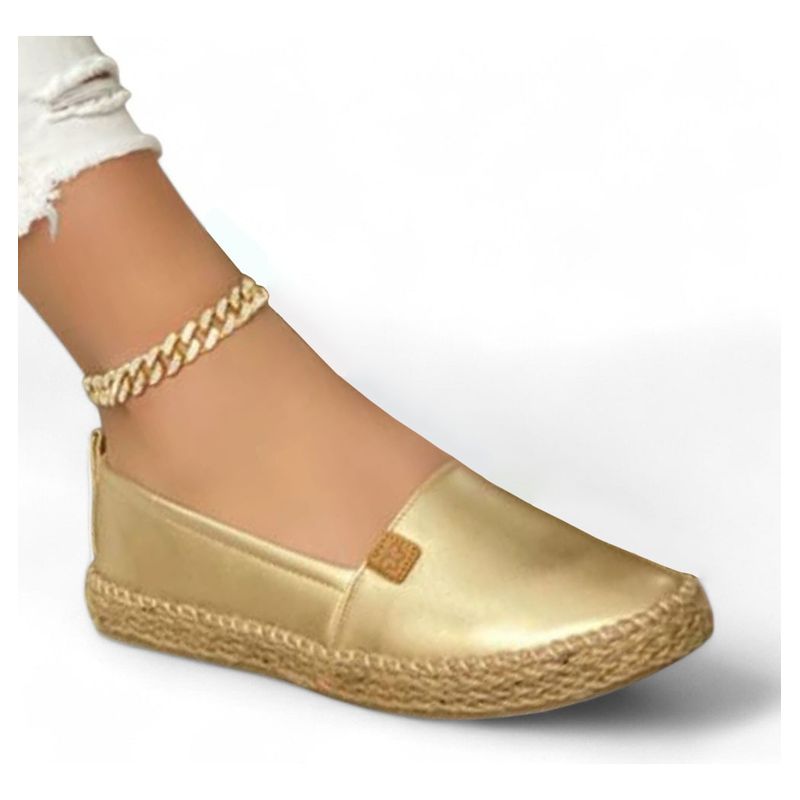 GENERICO - Mocasin Mujer 5Coco-35 Alpargatas Biocuero Planta Suave Color Dorado