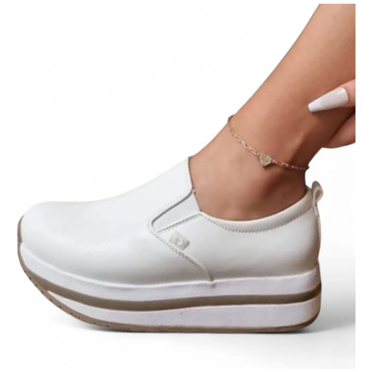 GENERICO - Mocasin Mujer 5Coco-53 Liga Biocuero Expanso- Taco X3 Color Blanco