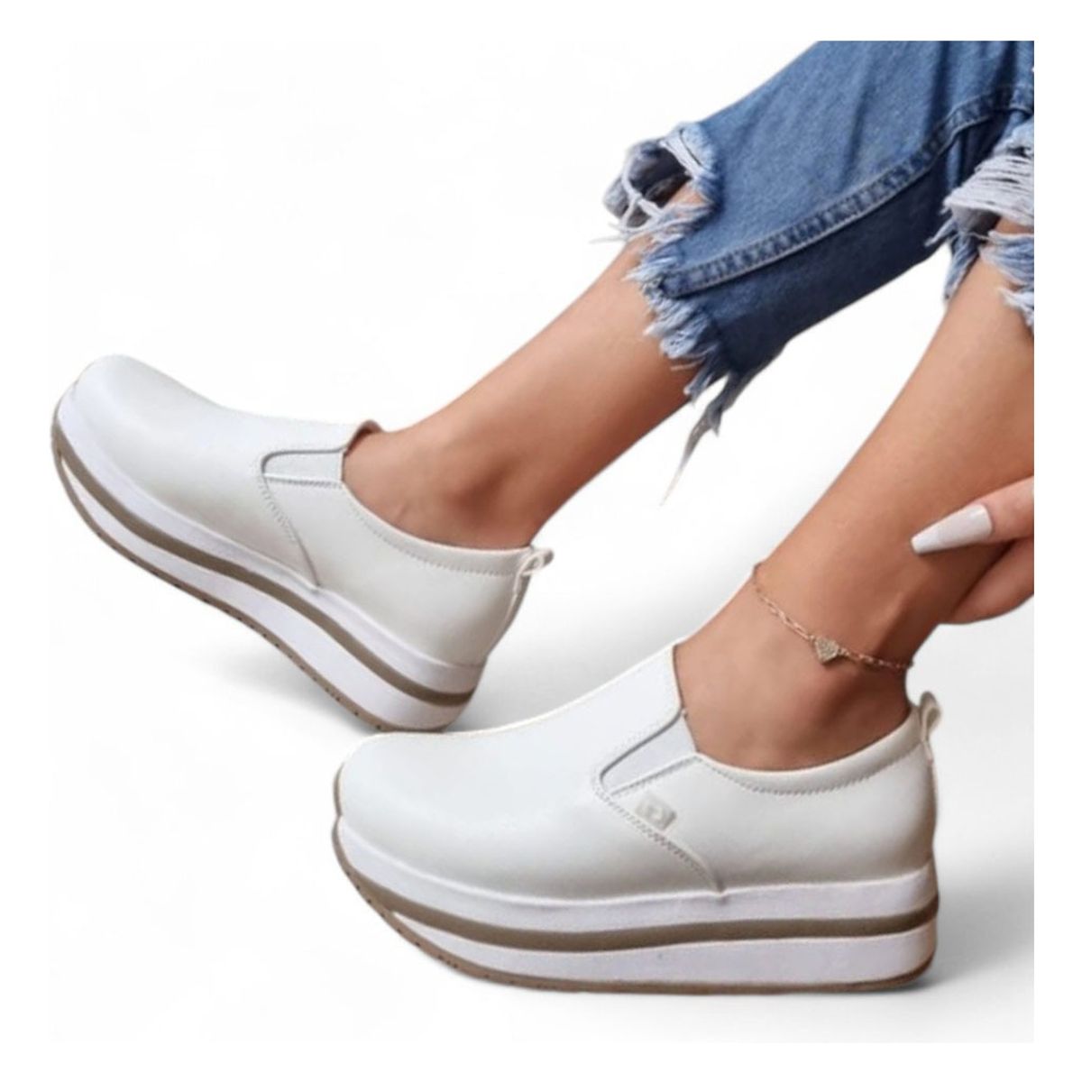 GENERICO - Mocasin Mujer 5Coco-53 Liga Biocuero Expanso- Taco X3 Color Blanco