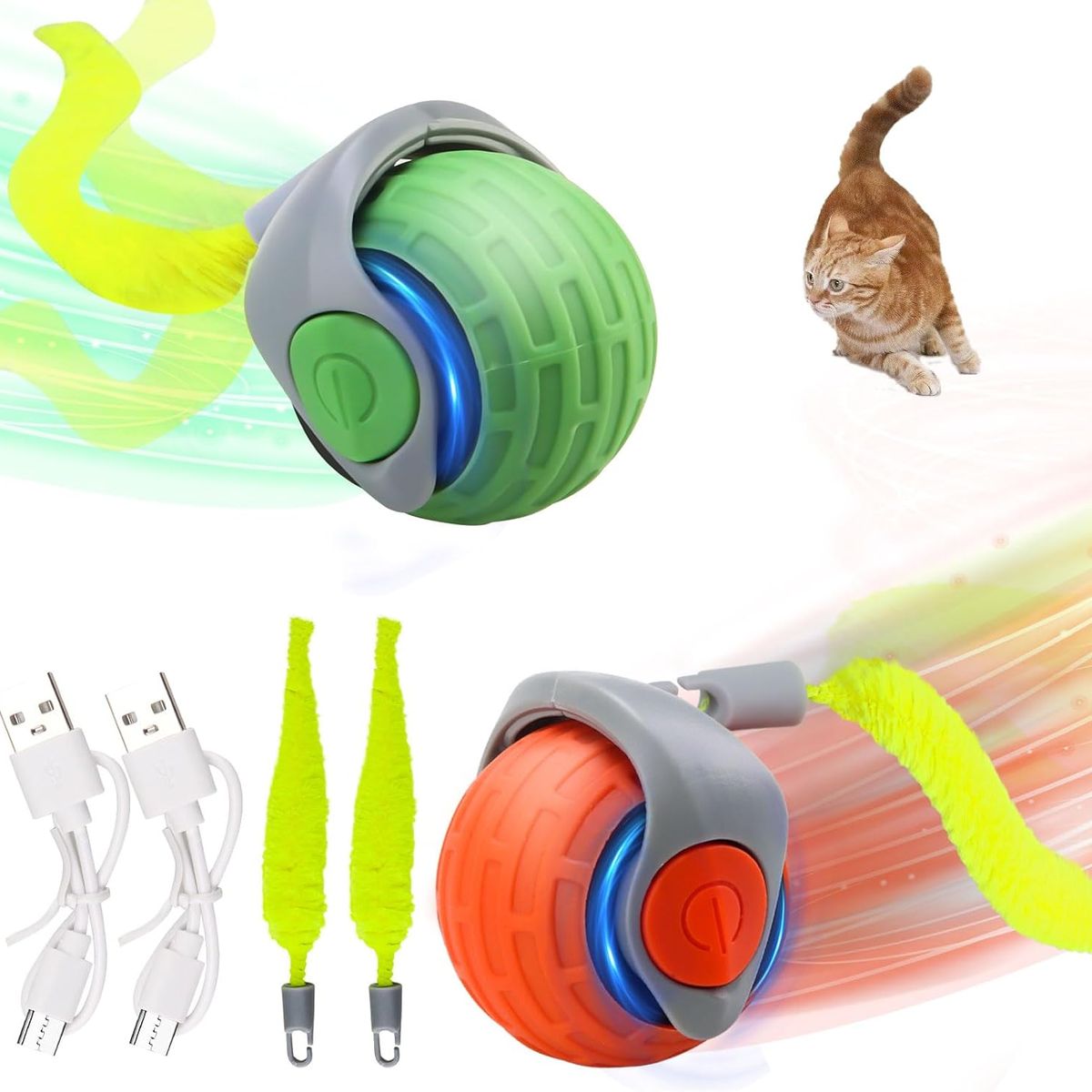 GENERICO - Juguete Interactivo para Gatos con Cola, Juego 2 Unds.