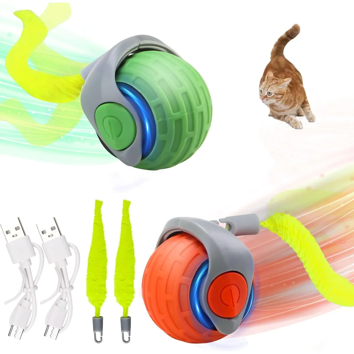 GENERICO - Juguete Interactivo para Gatos con Cola, Juego 2 Unds.