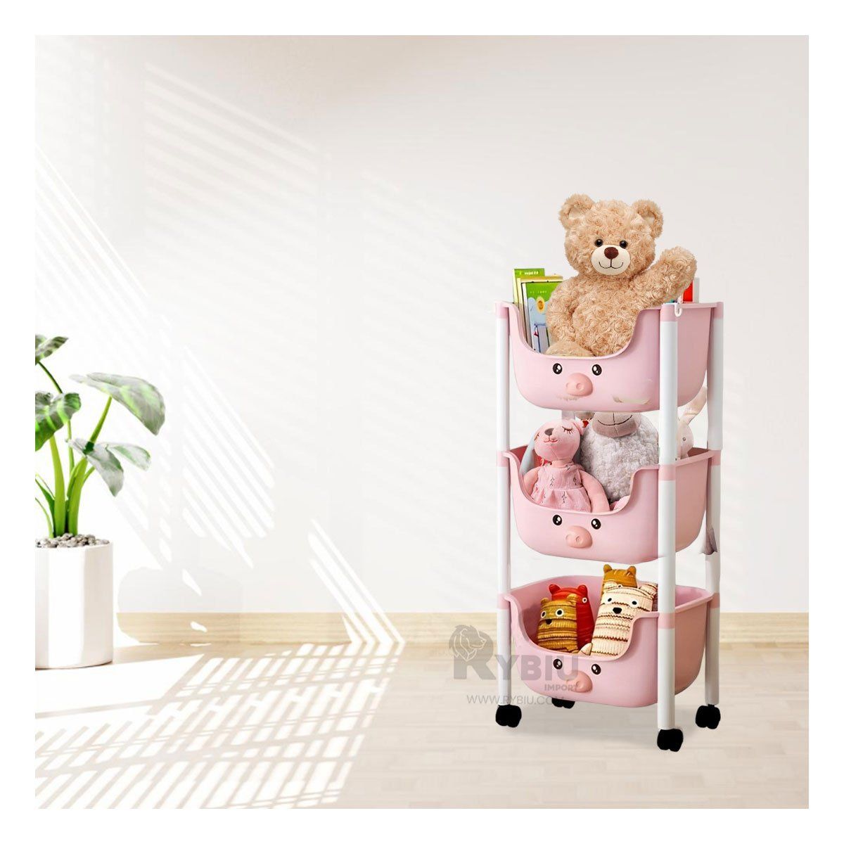 GENERICO - Estante Infantil de Diseño de Chancho Rosado Y+Gift Stickers