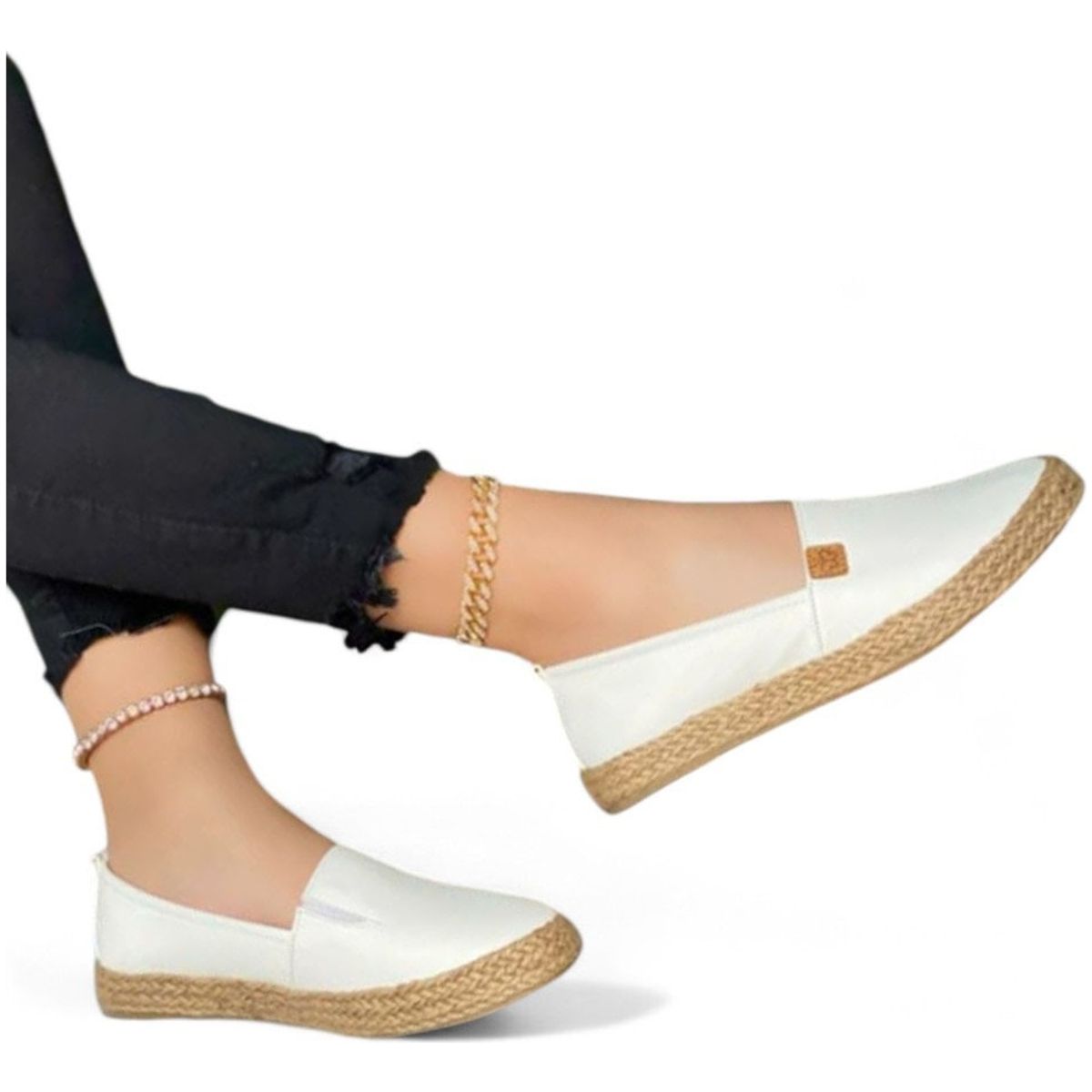 GENERICO - Mocasin Mujer 5Coco-35 Alpargatas Biocuero Planta Suave Color Blanco