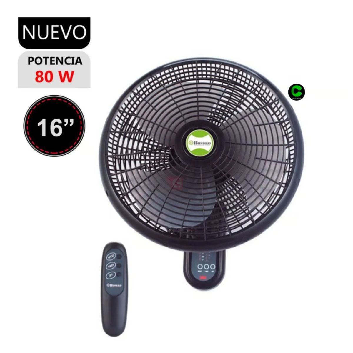 BOSSKO - VENTILADOR DE PARED BOSSKO BK-8210PD 80 WATTS CONTROL REMOTO