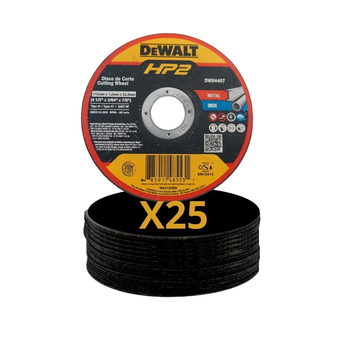 DEWALT - 25 Discos de corte 4P DW84407