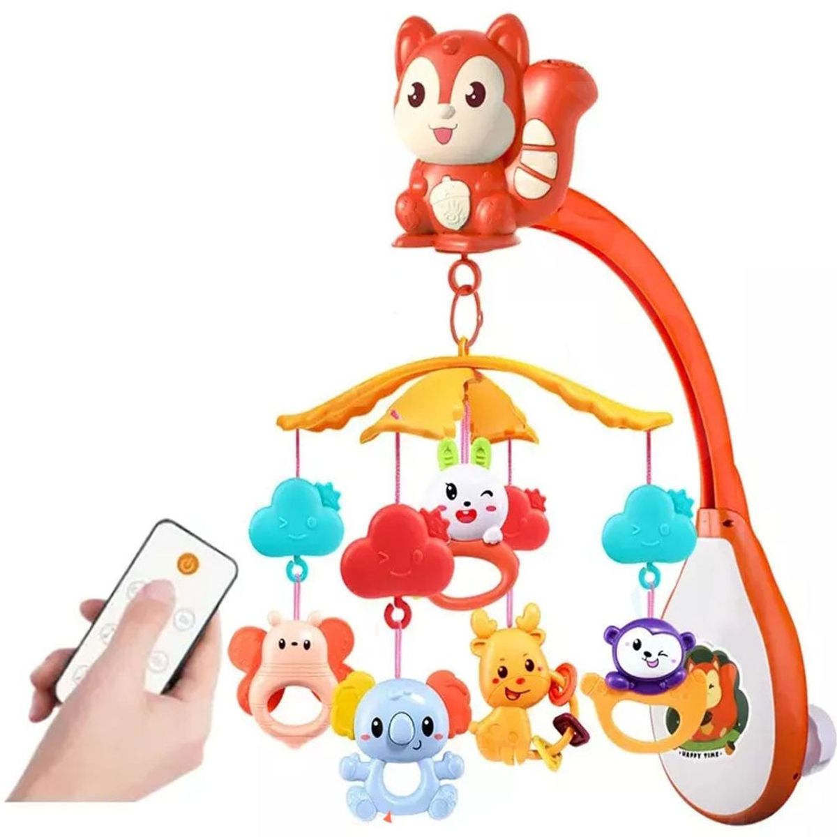 JIAYIN - Juguete Poryector Musical para Cuna Ardilla Dulces Sueños