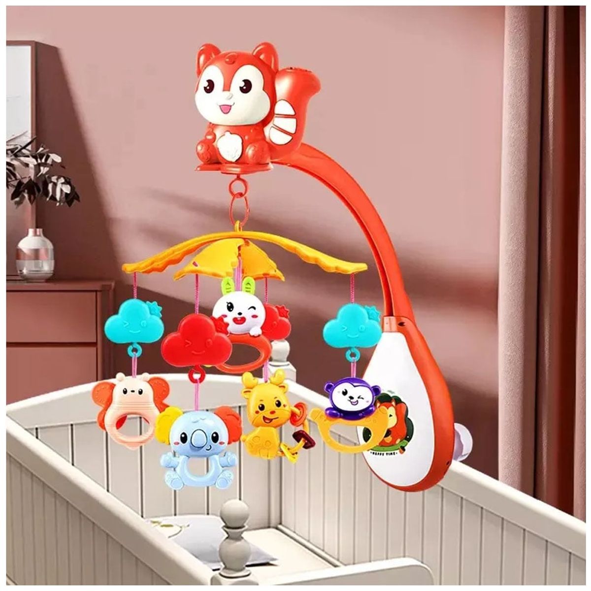 JIAYIN - Juguete Poryector Musical para Cuna Ardilla Dulces Sueños