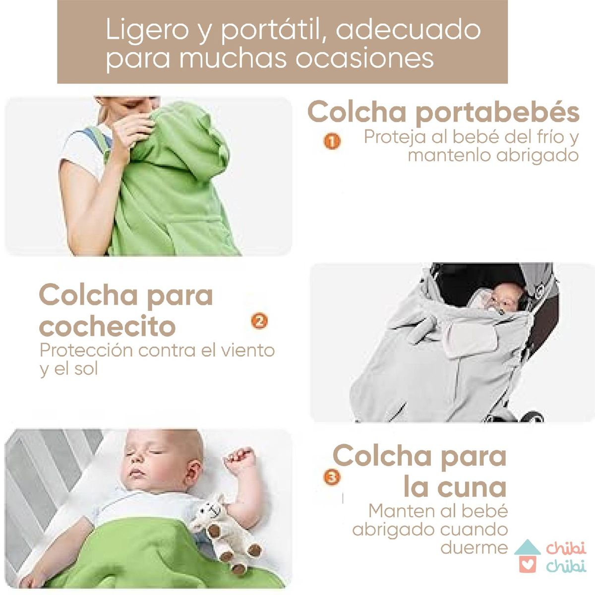 CHIBI CHIBI - Colcha para cargador - Verde