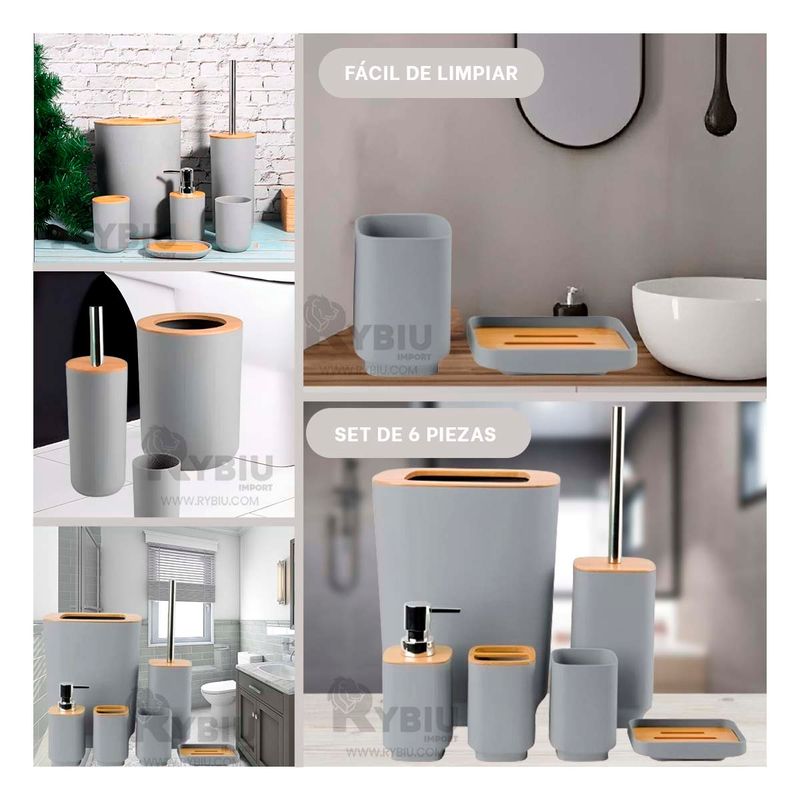 GENERICO - Set Clasificador de Articulos de Baño Gris Y+Gift Stickers