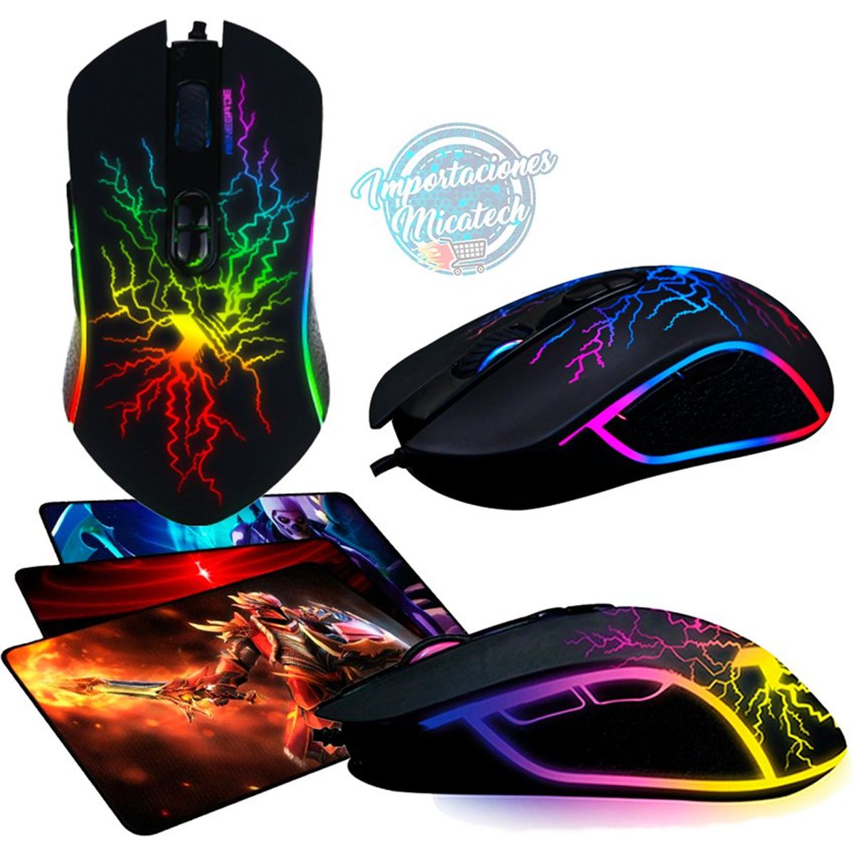 XBLADE - Mouse gamer xblade rgb renegade 6 botones 3200dpi + pad