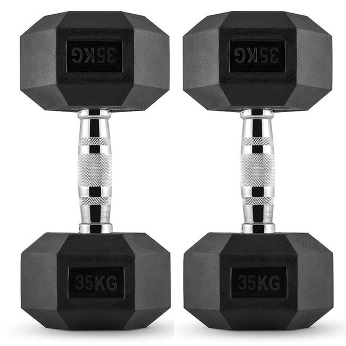 PROIRON - Par de Mancuernas Hexagonales de Caucho 35 KG