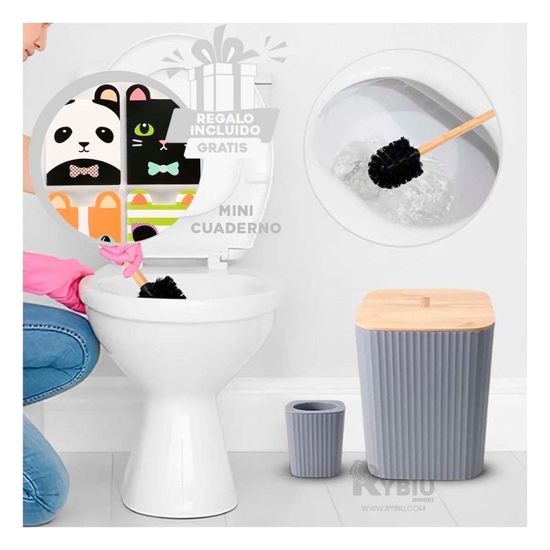 GENERICO - Set de 6 Piezas para Baño de Color Gris Y+Gift MiniAgenda