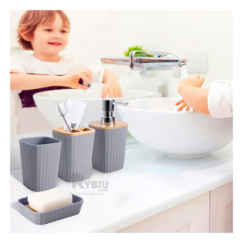 GENERICO - Set Funcional Baño de Color Gris Y+Envoltorio de Regalo
