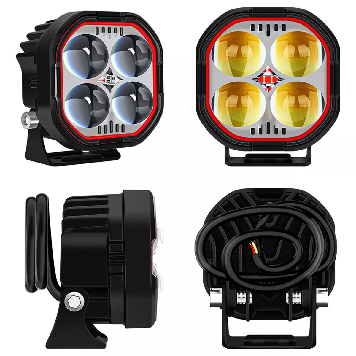 JET - Faros De Auxiliares Luz 5modos Led 80w Para Auto Moto 2pcs