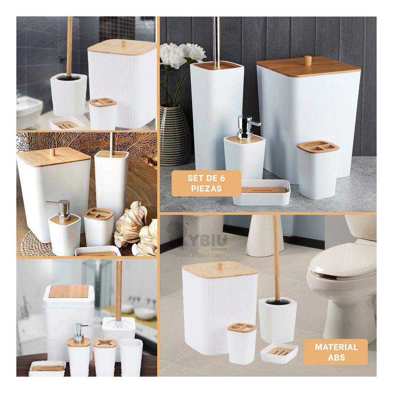 GENERICO - Set Economico para Baño Elegante de Blanco Y+Regalo Agendita