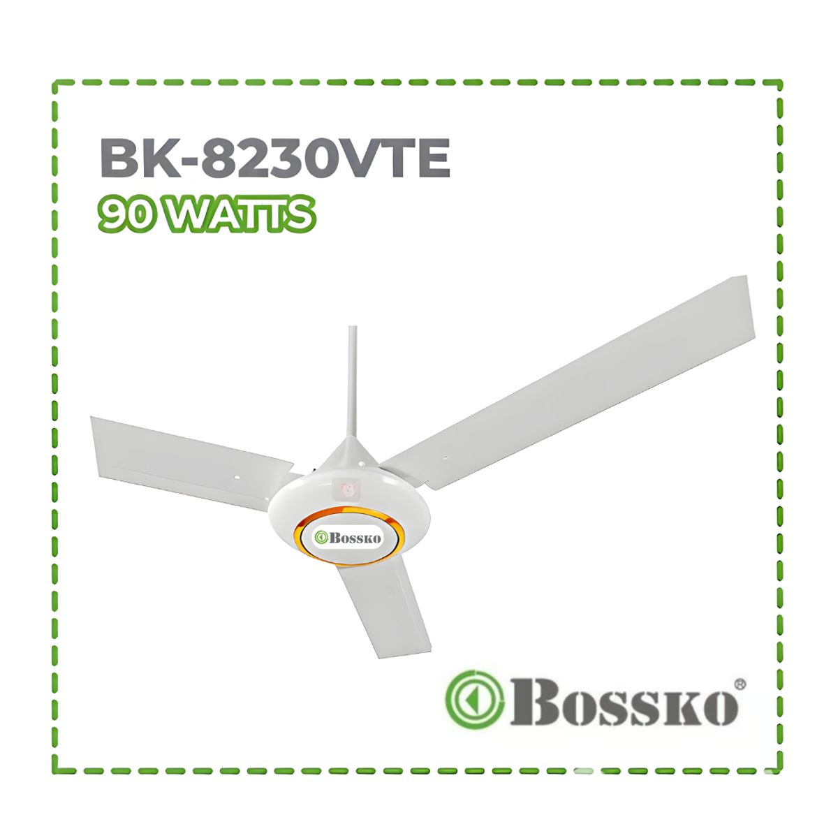 BOSSKO - Ventilador de techo Bossko BK-8230VTE – 90 Watts – Blanco