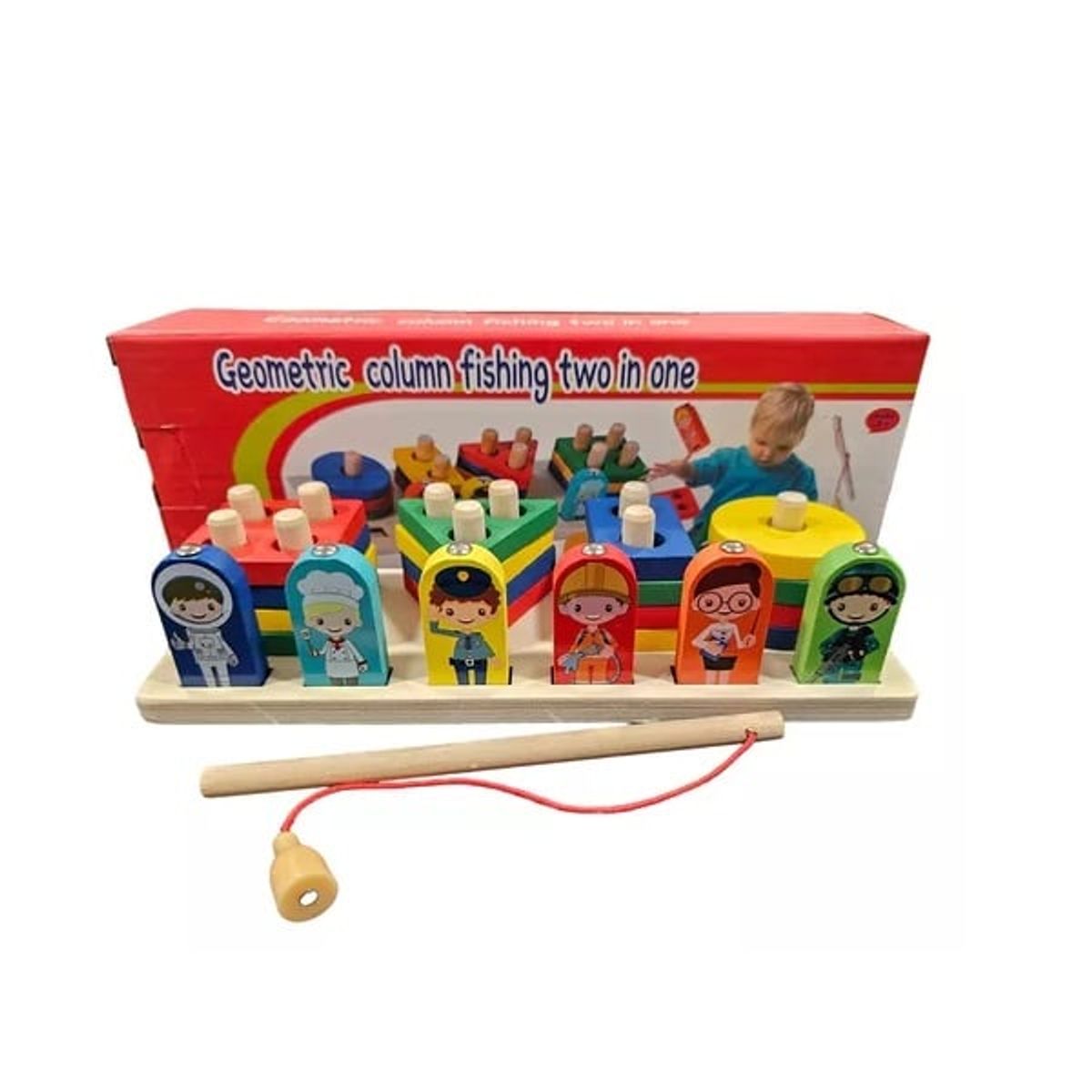 GENERICO - Didáctico Montessori 2 en 1 Apilamiento y Pesca de Figuras