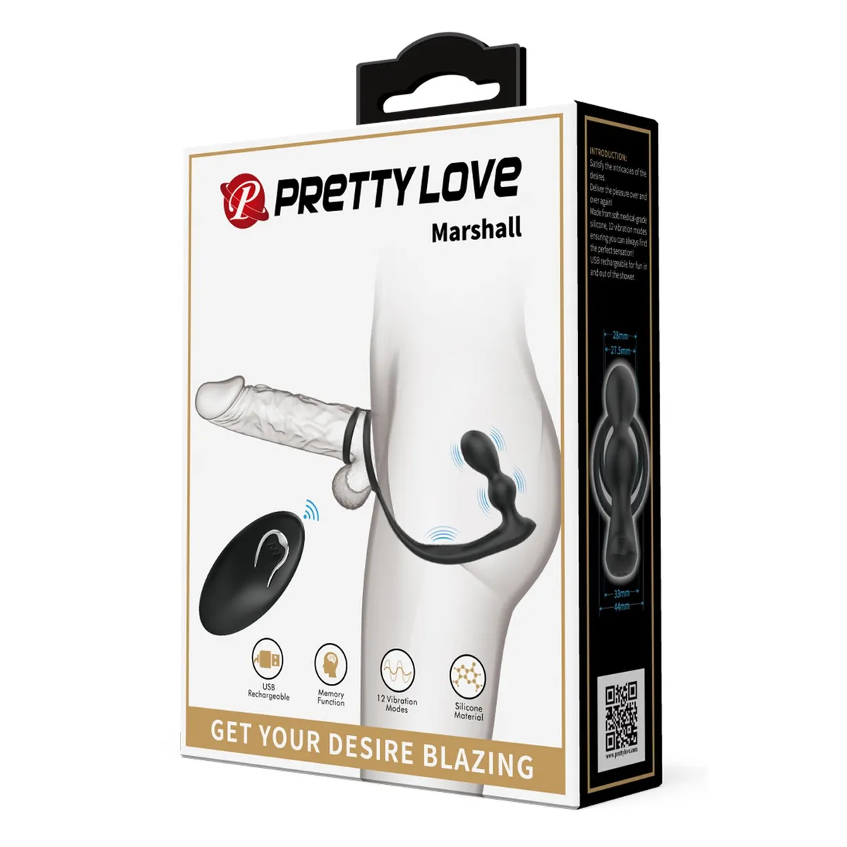 PRETTY LOVE - Anillo Retardante y Plug Vibrador Anal Prostático Juguete Sexual