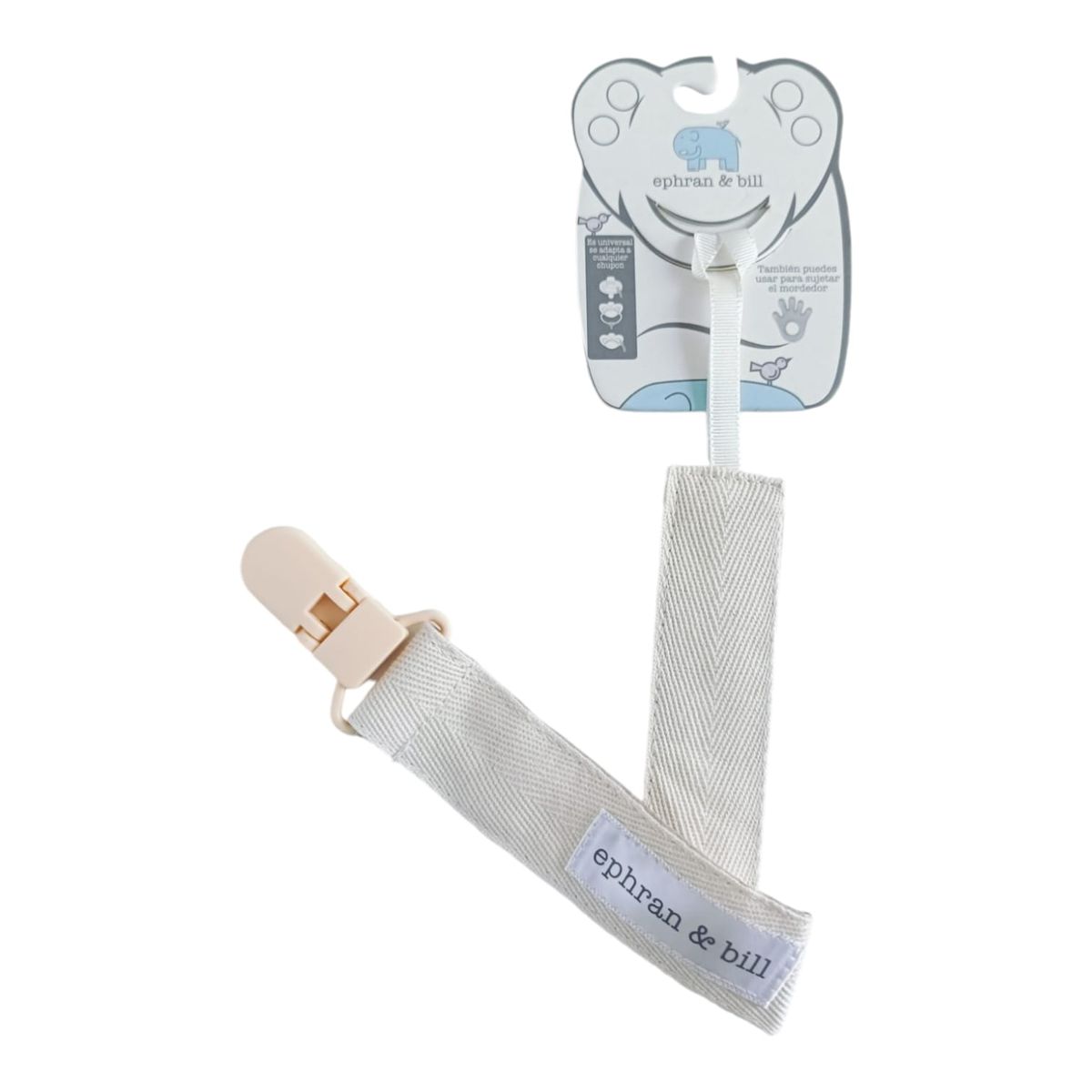 EPHRAN & BILL - Clip Sujetador de Chupón  Crema Algodon