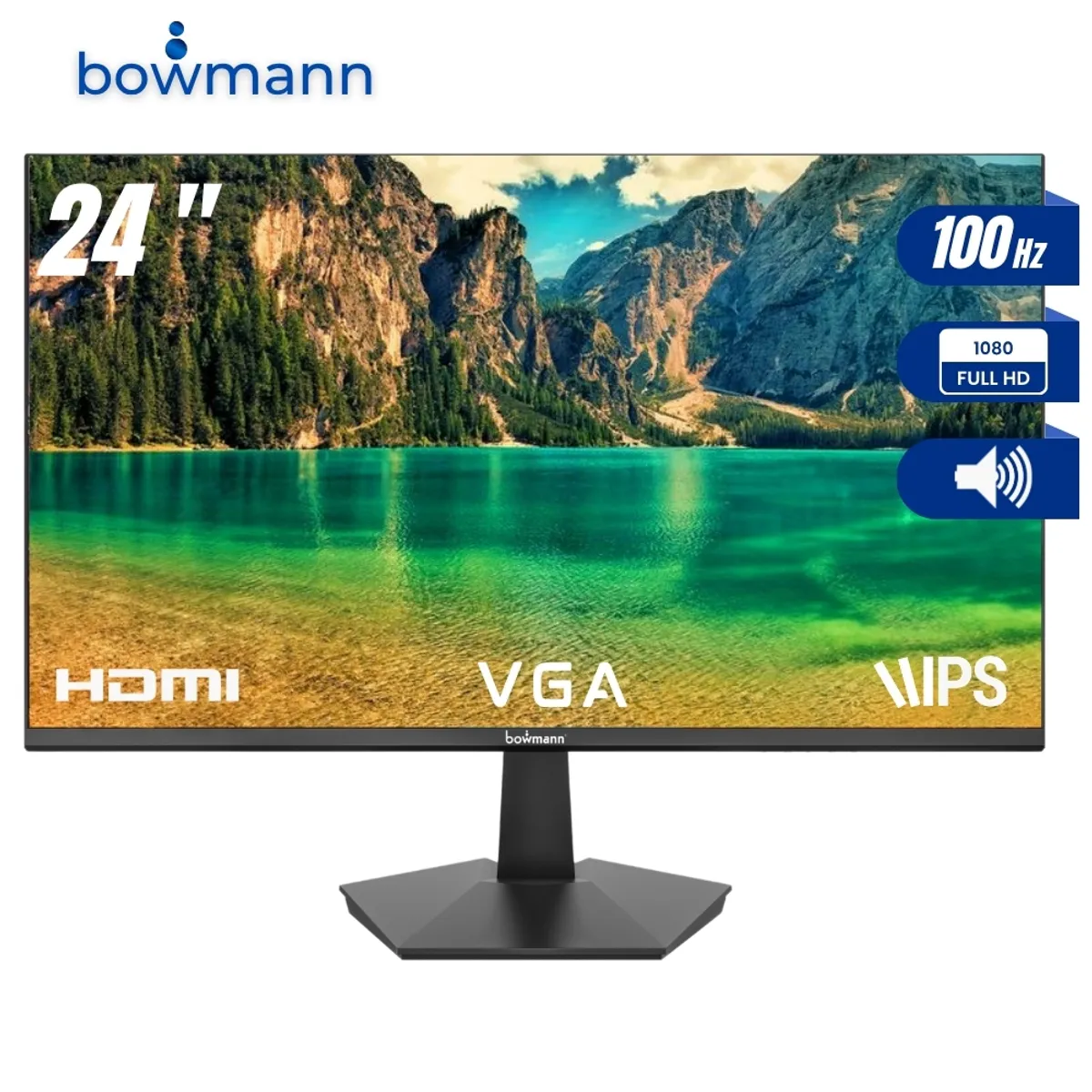 BOWMANN - Monitor 24 LED Full HD 100Hz IPS Slim Sin Borde con Parlantes Incorporados 1920x1080p BW-24MF
