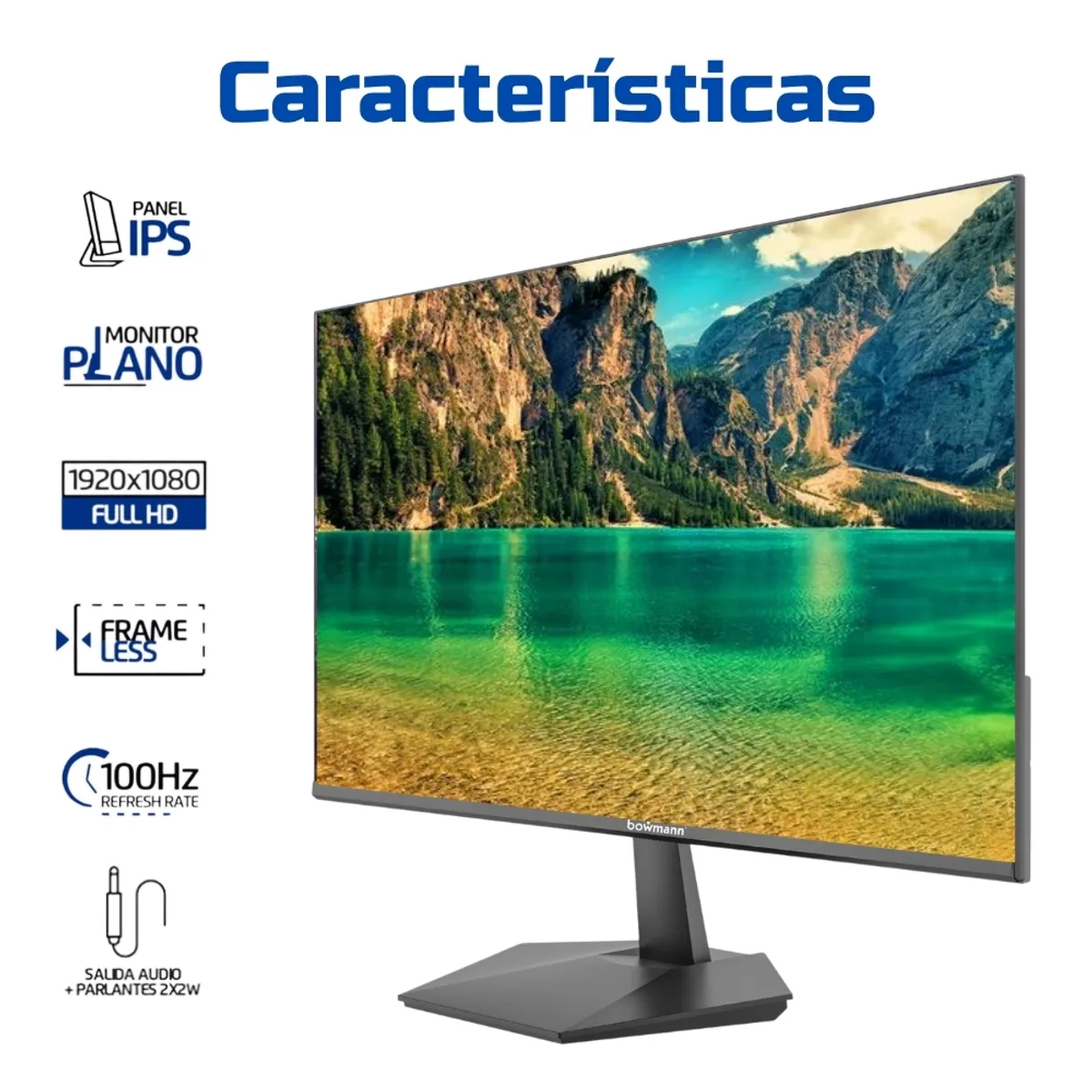 BOWMANN - Monitor 24 LED Full HD 100Hz IPS Slim Sin Borde con Parlantes Incorporados 1920x1080p BW-24MF