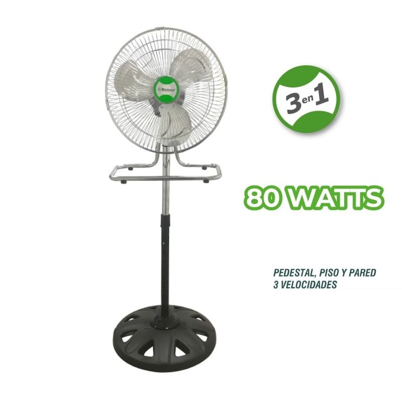 BOSSKO - Ventilador Pequeño 3 en 1 de 12" Bossko BK-8312VP Plateado