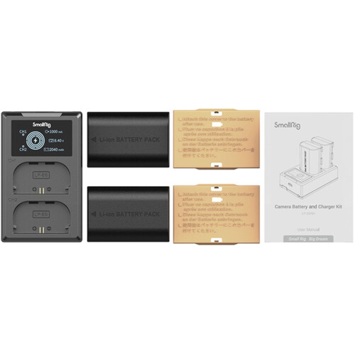 GENERICO - Kit de 2 baterías SmallRig LP-E6NH con cargador dual