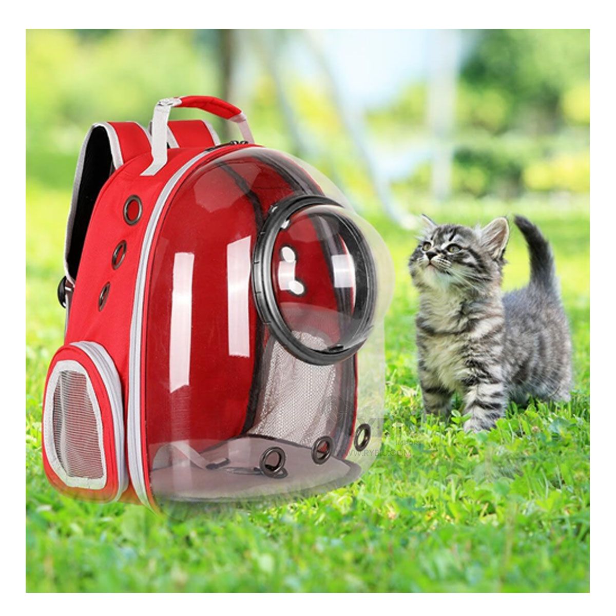 GENERICO - Mochila Burbuja Transportadora de Gato en Color Rojo