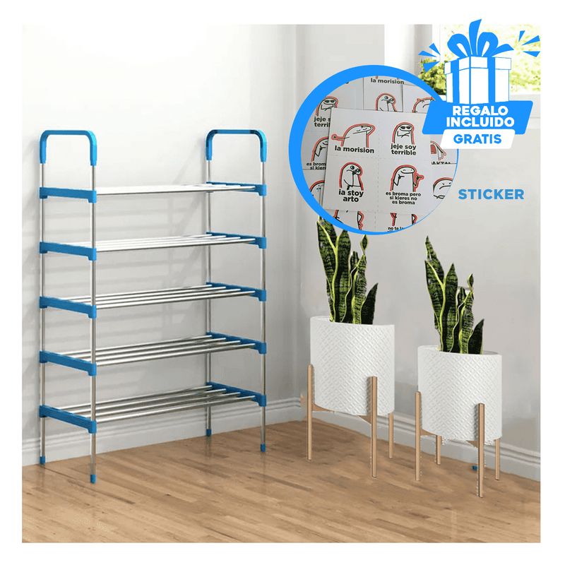 GENERICO - Organizador Divido en 5 Niveles en Celeste Y+Regalo Stickers