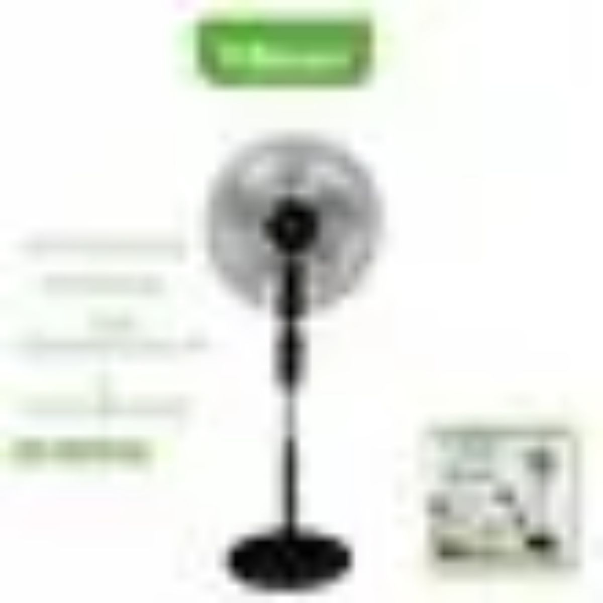 BOSSKO - Ventilador de pedestal 18" BOSSKO BK 8459VN 50 watts con Temporizador Negro