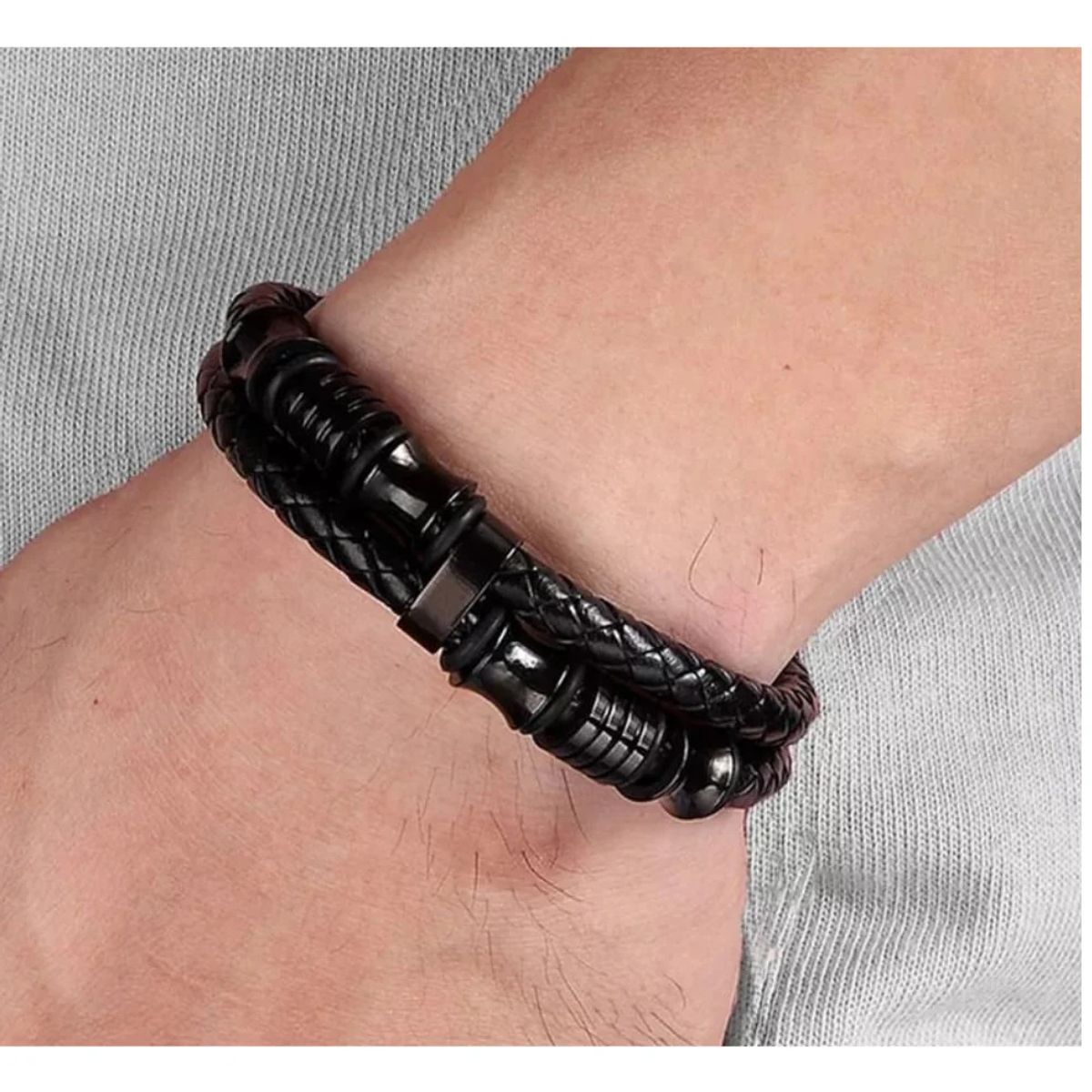 ARMUZ - Pulsera de cuero - ARES BLACK