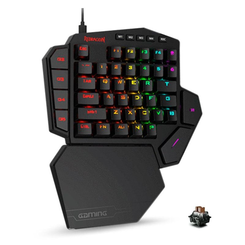 REDRAGON - Teclado Redragon mecánico DITI K585 RGB swiche Brown de una mano