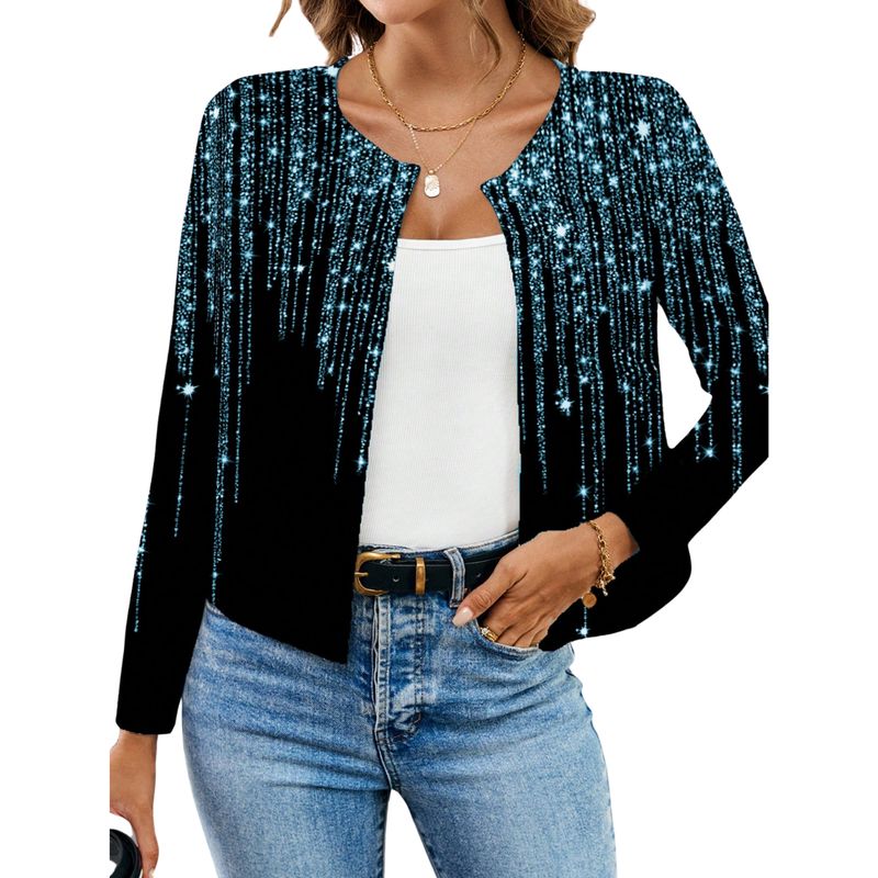 KAST PE - Cardigan mujer fiesta estampado tipo escarchado CapriVibes - Talla L