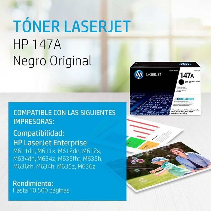 HP - Toner HP W1470A (147A) Negro 10,500 Pag. MFP M634, M635,M636.