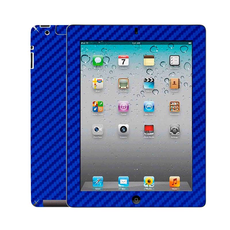GENERICO - Skin adhesivo fibra de carbono Azul para Ipad 2
