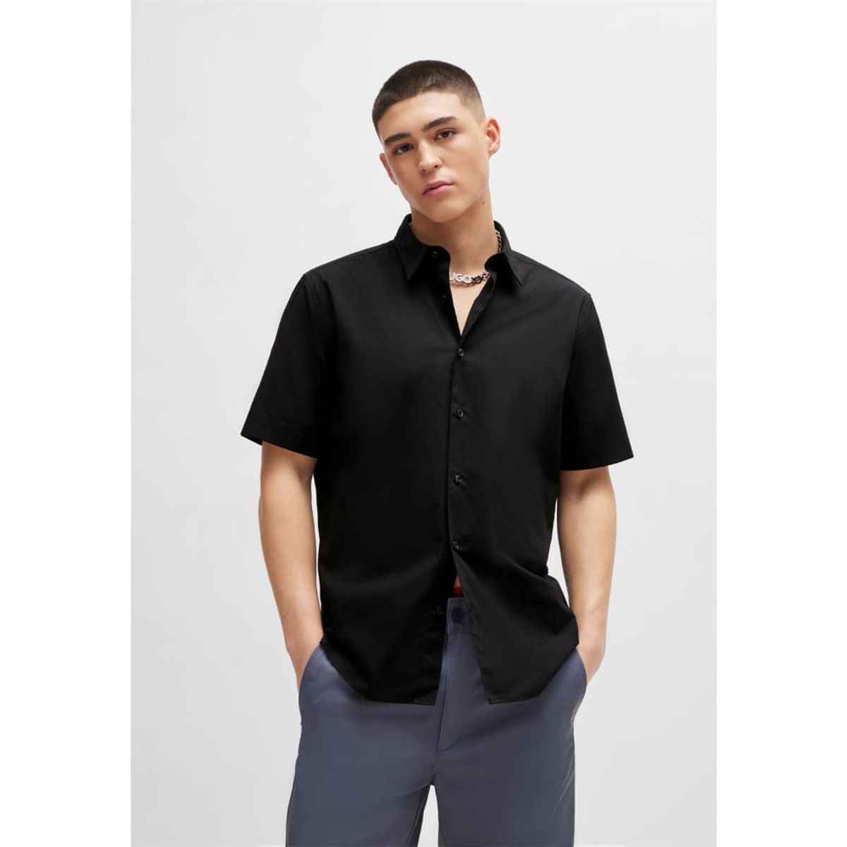 HUGO BOSS - Hugo - Camisa relaxed fit de lona de algodón elástico