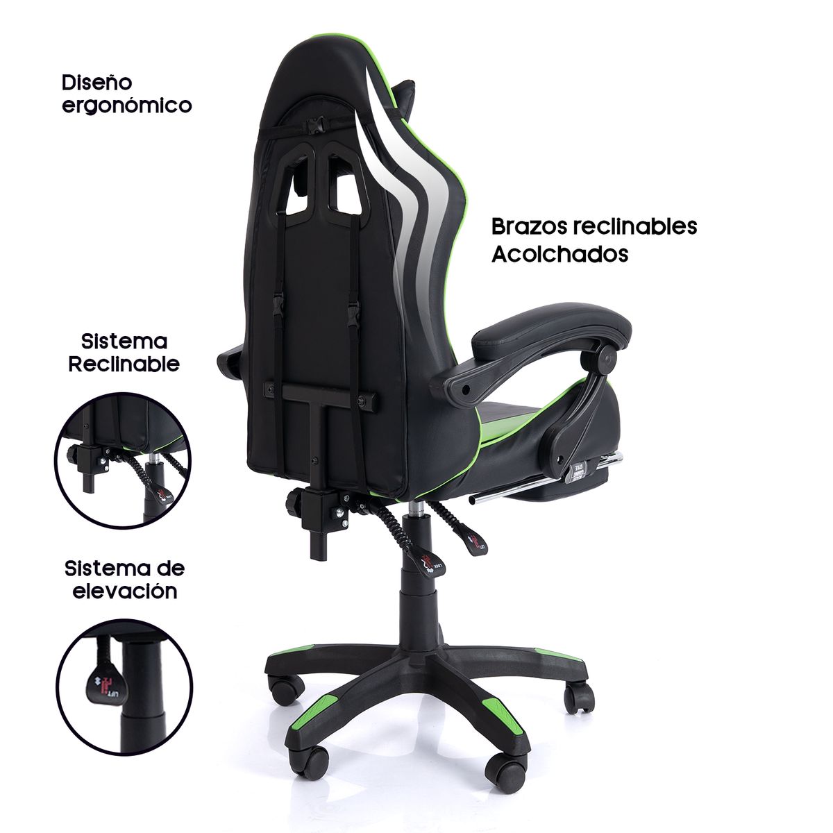 BLAZZE - Silla Gamer ergonómica Blazze Loot - Verde