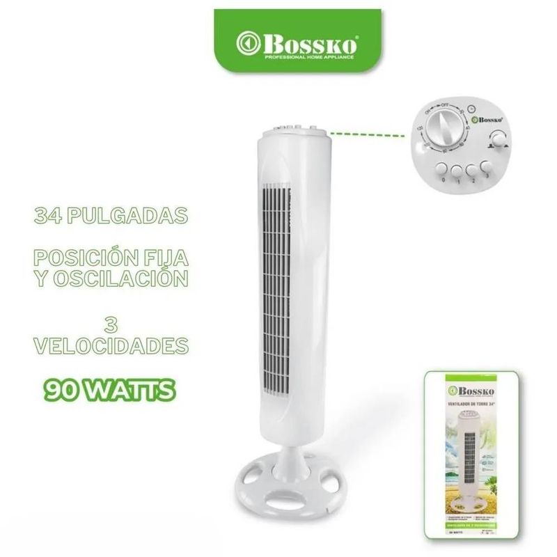 BOSSKO - Ventilador de Torre BOSSKO BK 8228VT de 34 pulgadas - BK-8228VT