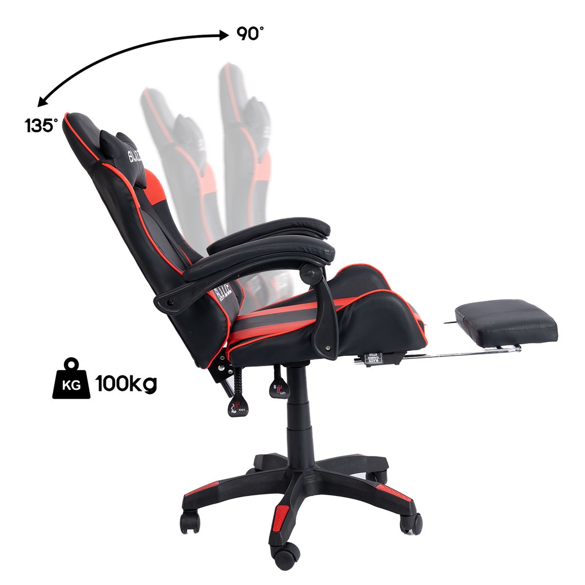 BLAZZE - Silla Gamer ergonómica Blazze Loot - Rojo
