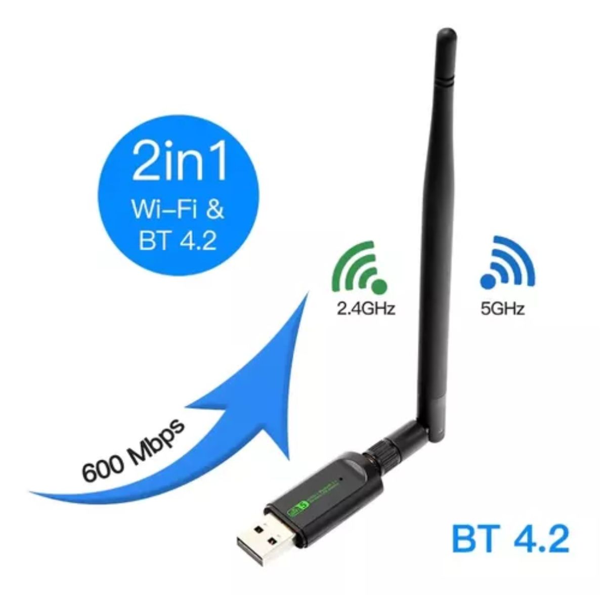 SEISA - Adaptador Usb Wifi Dual Band 24ghz 58ghz Wifi5 + Bluetooth